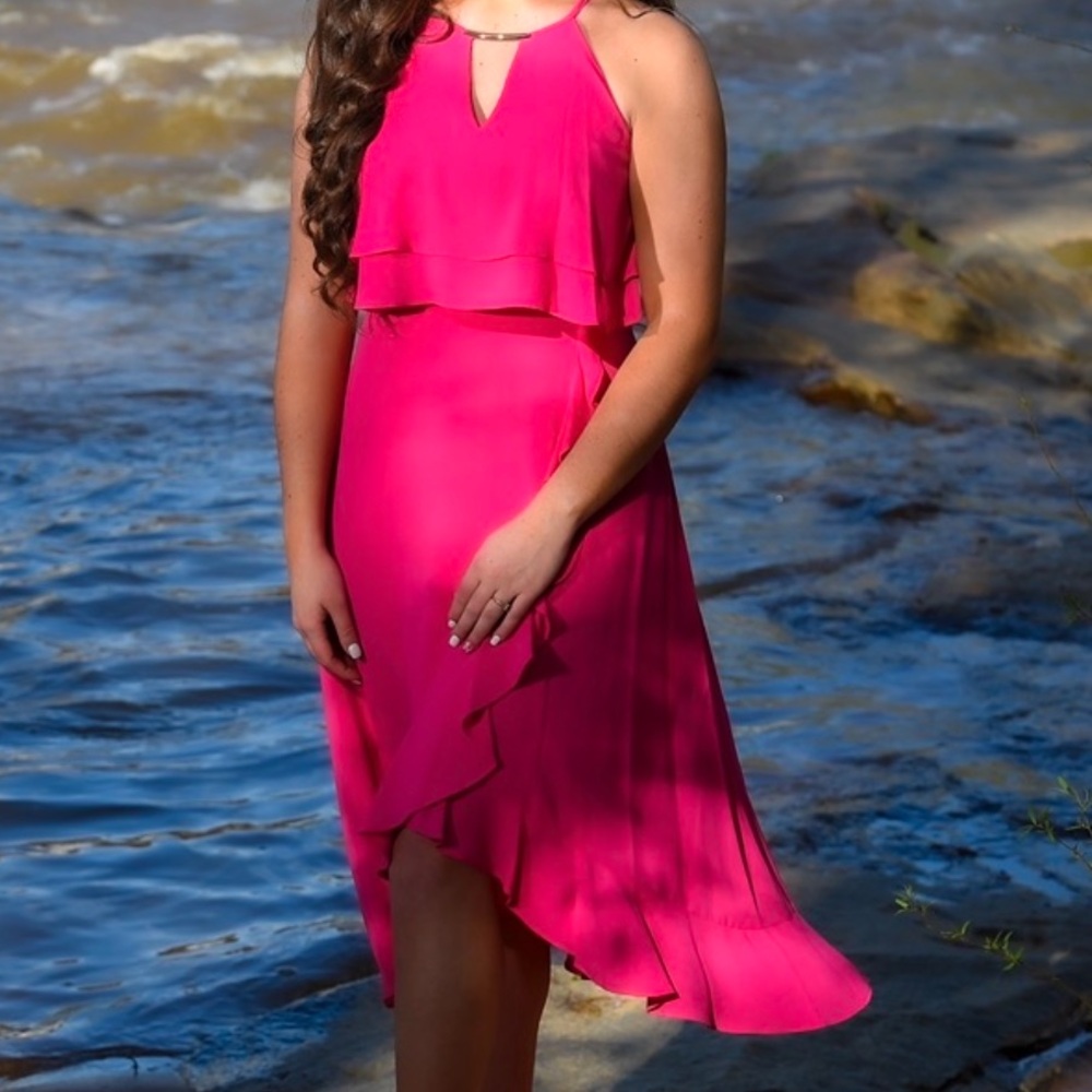 Pink dress.